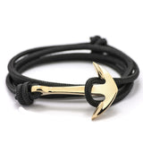 2017 New Silver Alloy Anchor Bracelet Multilayer Leather