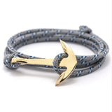 2017 New Silver Alloy Anchor Bracelet Multilayer Leather