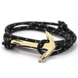 2017 New Silver Alloy Anchor Bracelet Multilayer Leather